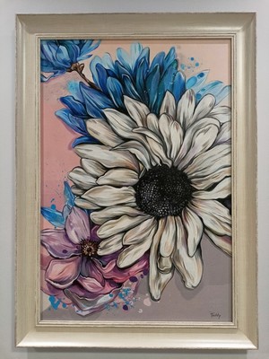 Февруари,<br /> Бяла маргаритка,<br /> техника: акрил, <br />размер: 50/70 см,<br /> цена: 420 лв.