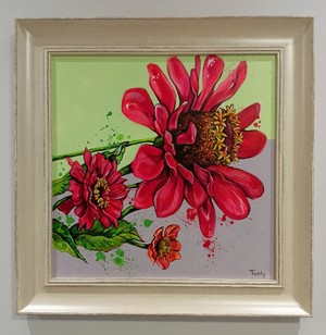 Април,<br /> Циния,<br /> техника: акрил, <br />размер: 40/40 см,<br /> цена: 300 лв.