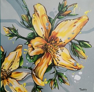 Януари,<br /> Жълт кантарион,<br /> техника: акрил, <br />размер: 40/40 см,<br /> цена: 300 лв.